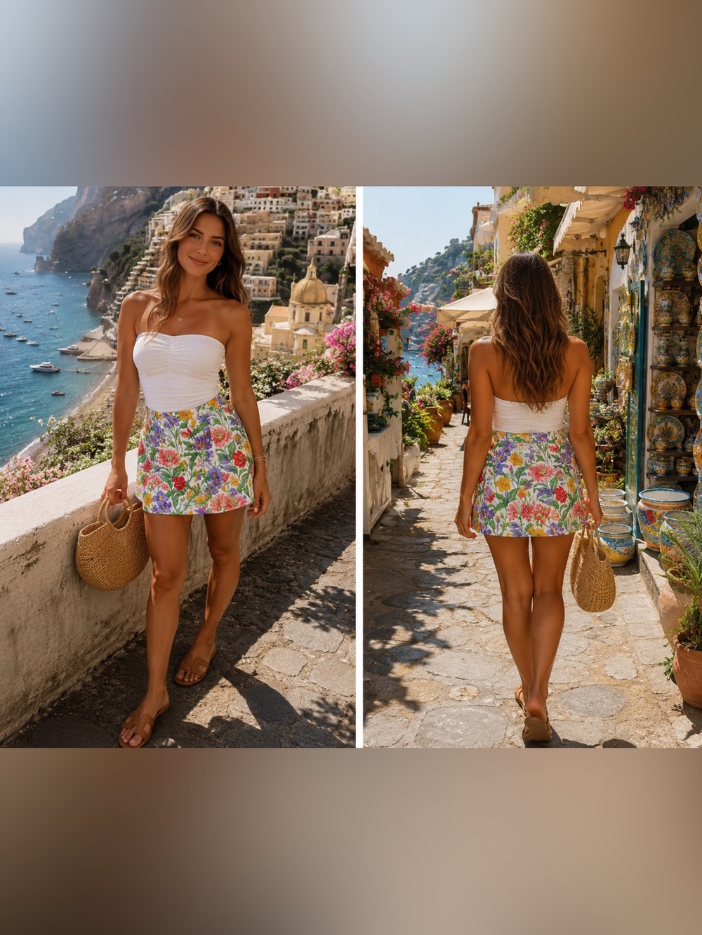 White Multi Floral Mini Skirt
